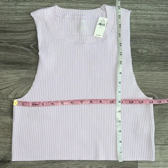 AERIE Ribbed Crop Tank Top Size Large Pastel Purple Muscle Tank Retro 90s Y2K - Picture 5 of 5